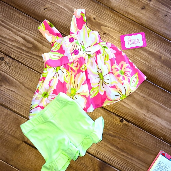 0/3m NWT RicRac & Ruffles 2 pc Outfit perfect for Spring! - Picture 8 of 9
